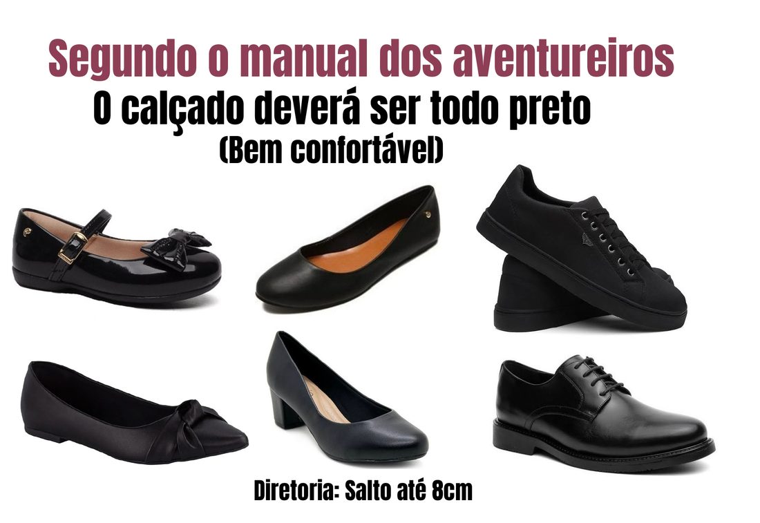 Calçados pretos permitidos