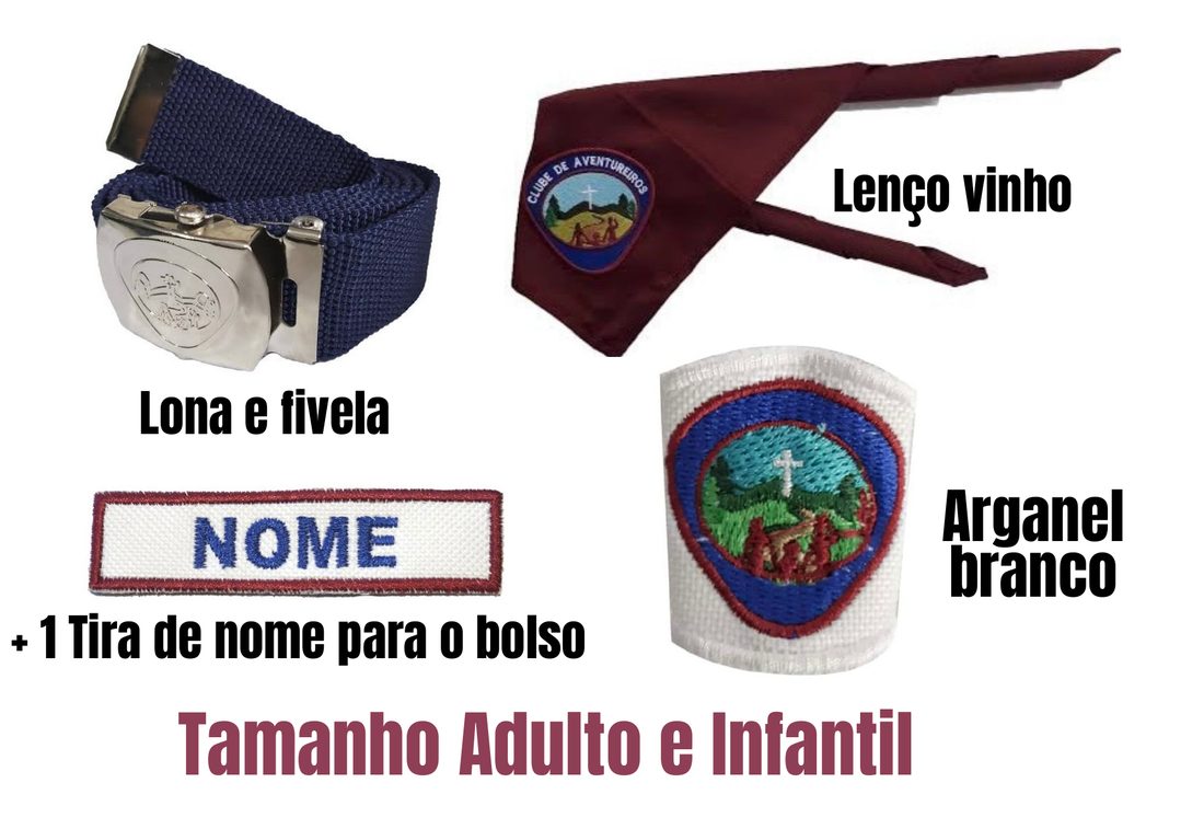 Cinto, lenço, arganel e tira de nome